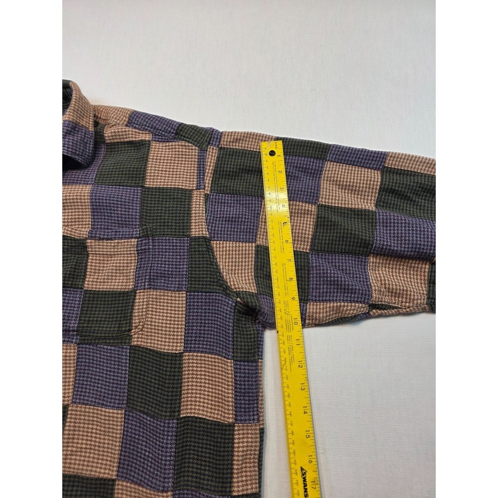 Orvis Men's L Patchwork Plaid Snap Shirt 100% Cotton Heavyweight Outdoor Flannel - Picture 7 of 13